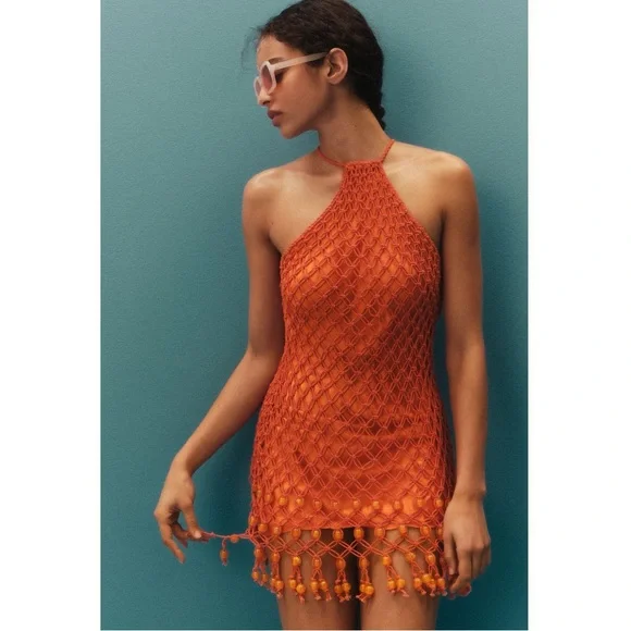 Significant Other Halter Beaded Fringe Mini Dresss - Picture 4 of 9